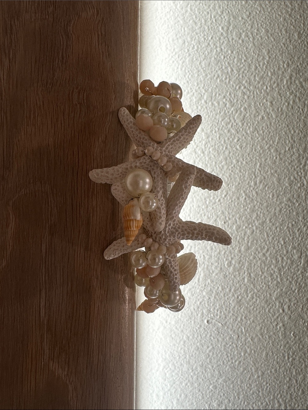 Handcrafted Cream Starfish and Pearl Wall Accent